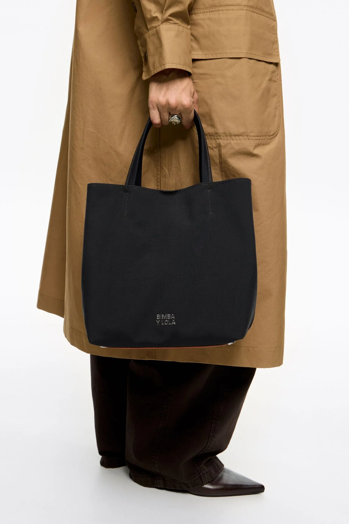 Large anthracite gabardine Chihuahua bag