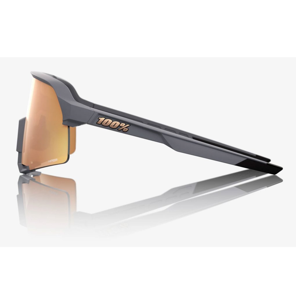 100% S3 Glasses - Soft Tact Grey - HiPER Copper Mirror | Clear