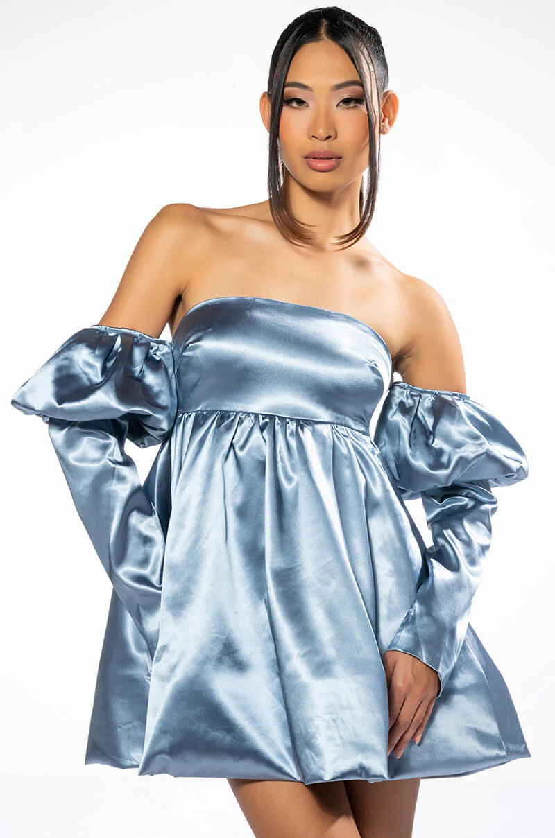 Neverland Off The Shoulder Mini Bubble Dress
