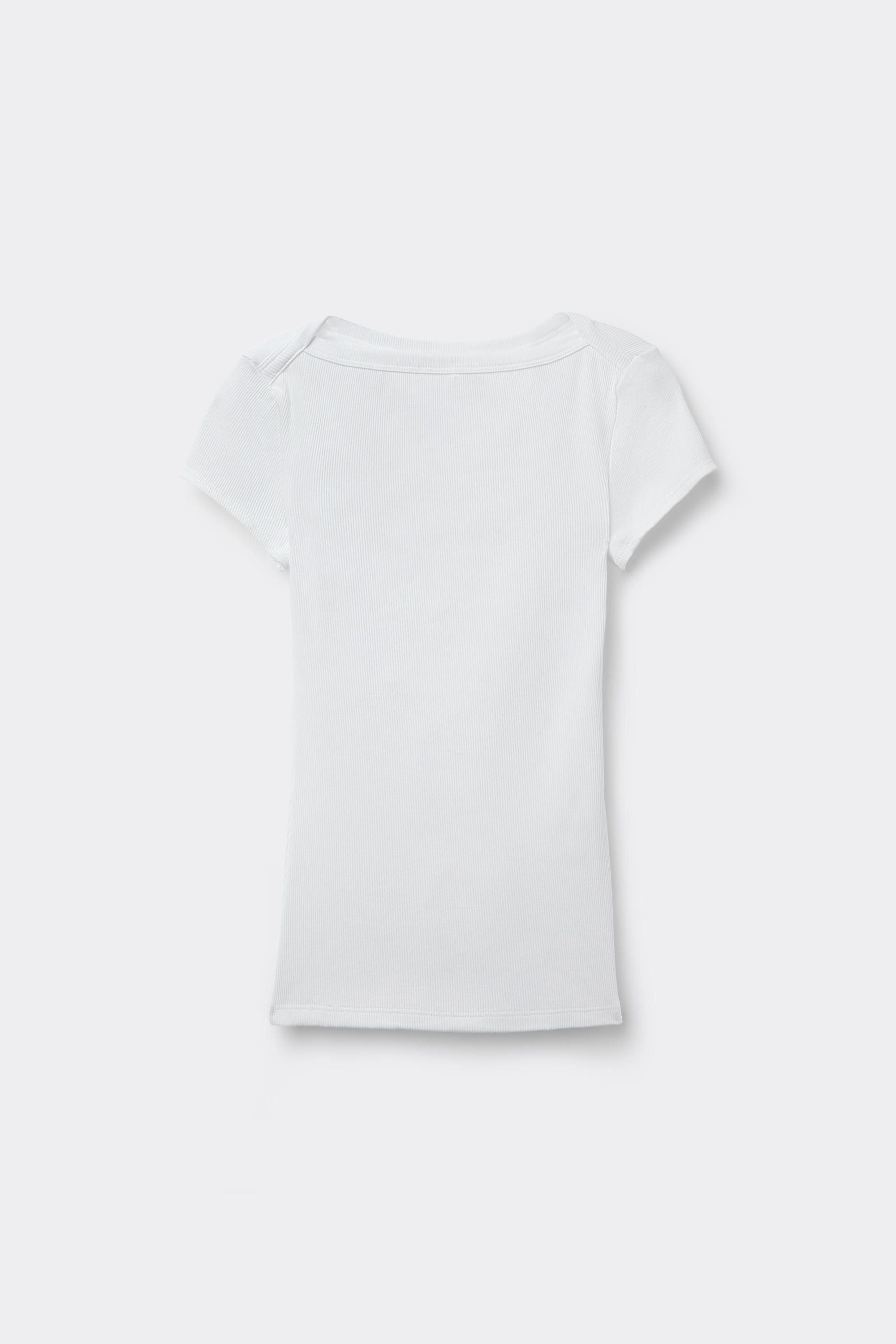 Ribbed Cotton Boat Neck T-Shirt