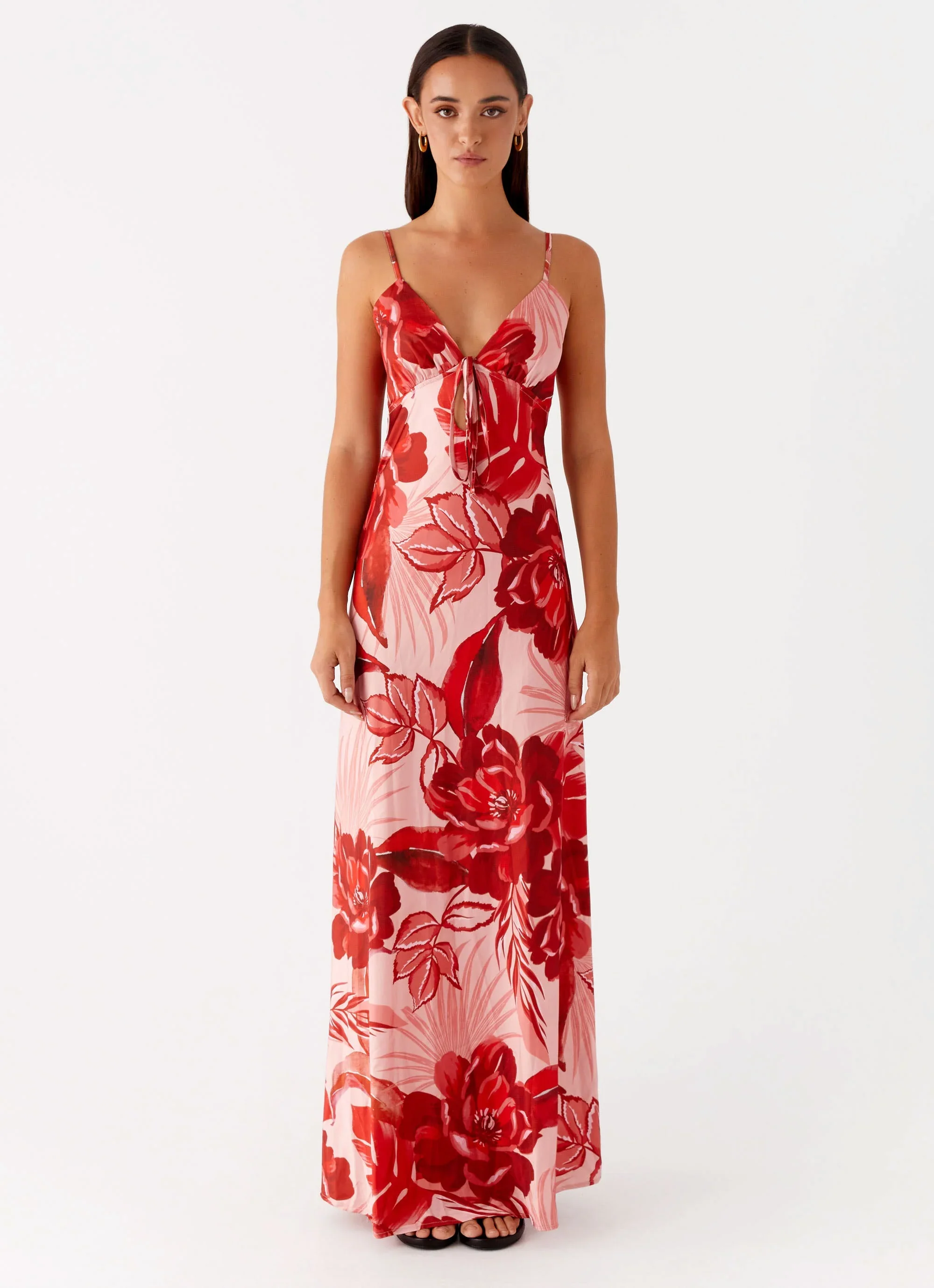 Flora Satin Maxi Dress - Sicily Sunsets Print