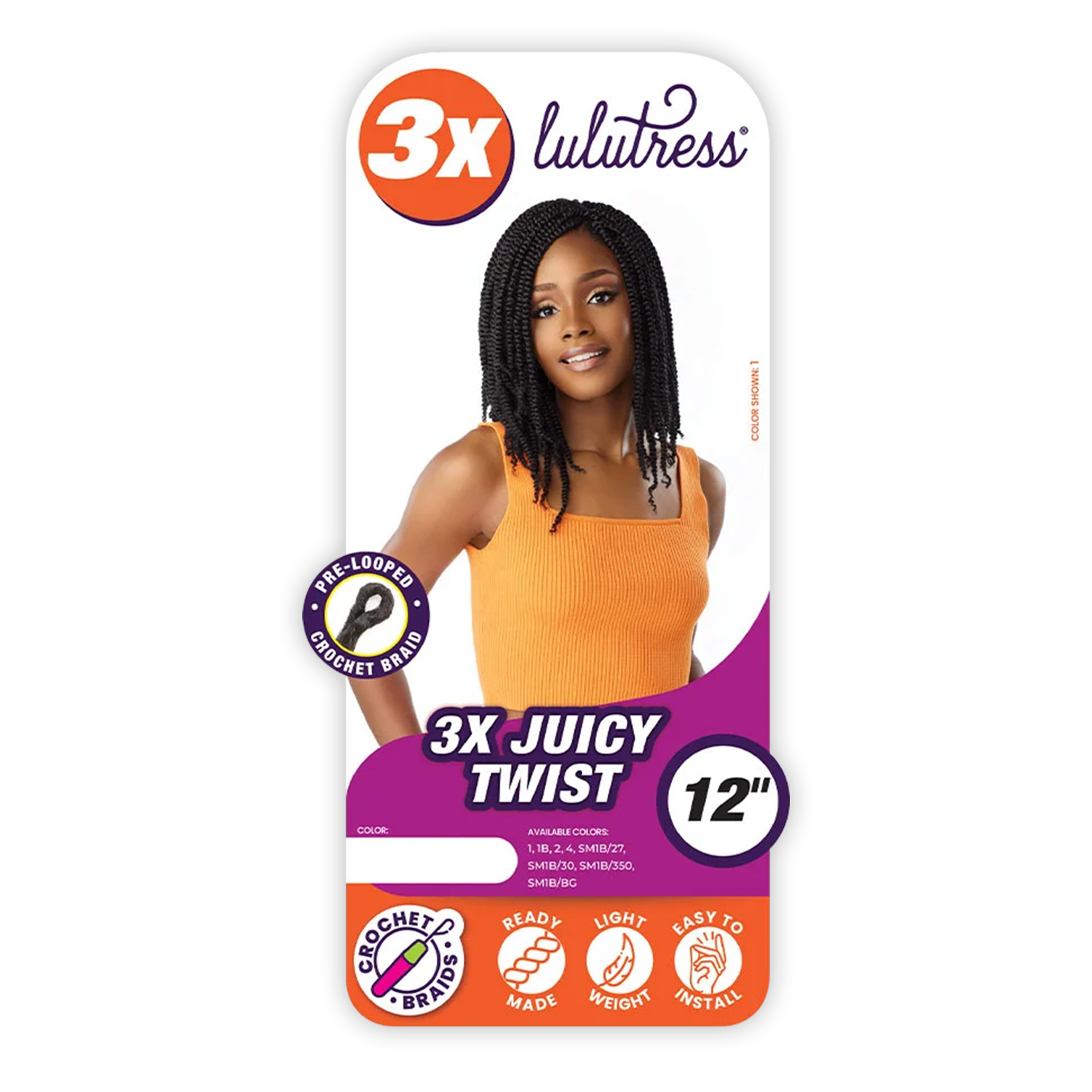Sensationnel Crochet Braids Lulutress 3X Pre-Looped Juicy Twist 12