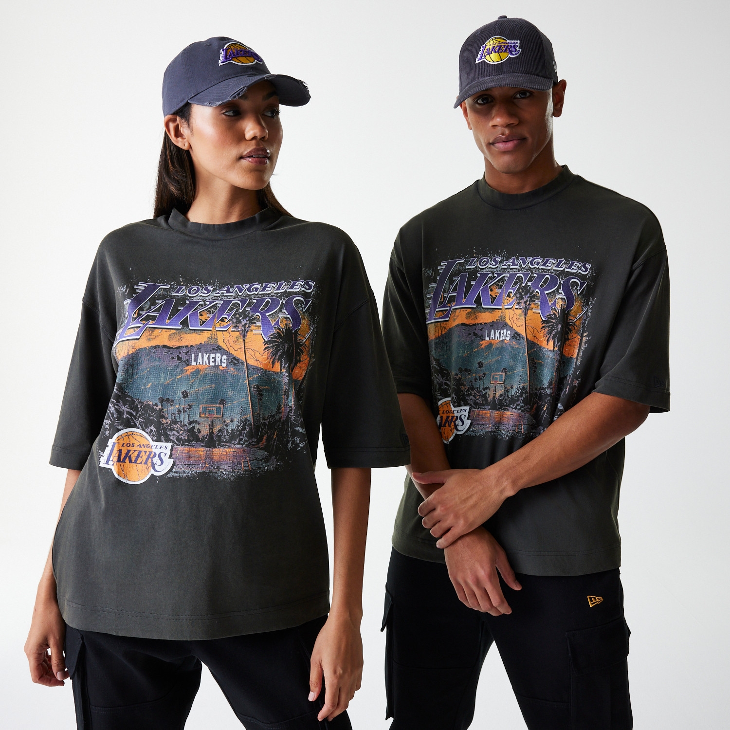 Los Angeles Lakers New Era Washed NBA T-Shirt Dark Gray