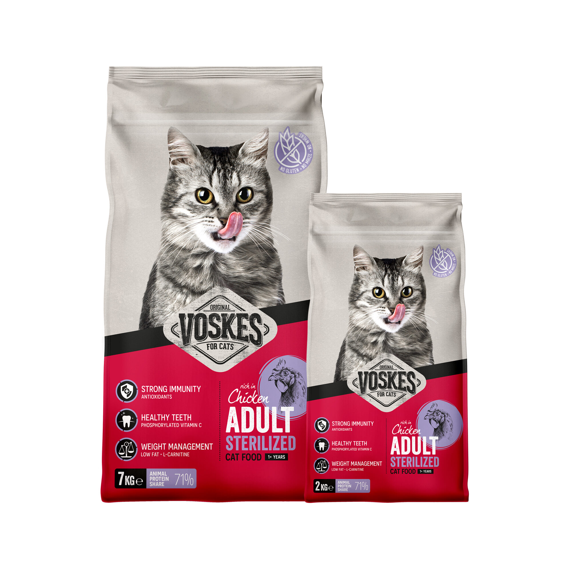 Voskes Adult Sterilized Cat Food - Chicken - 2 kg