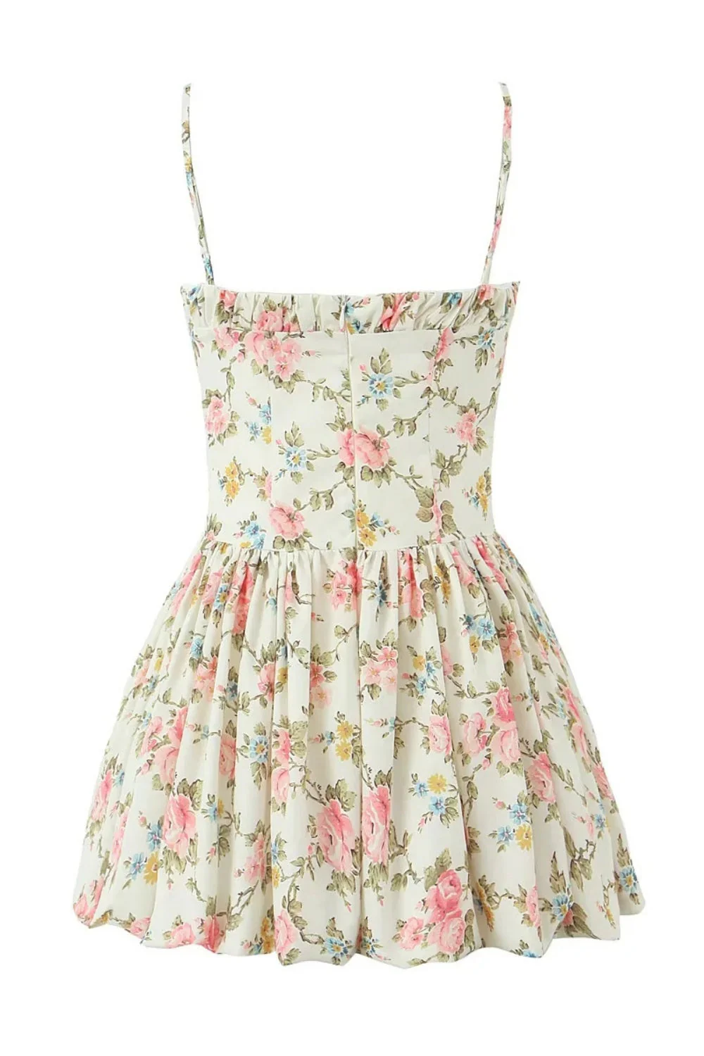 Spaghetti Strap Floral Bow Short Skirt