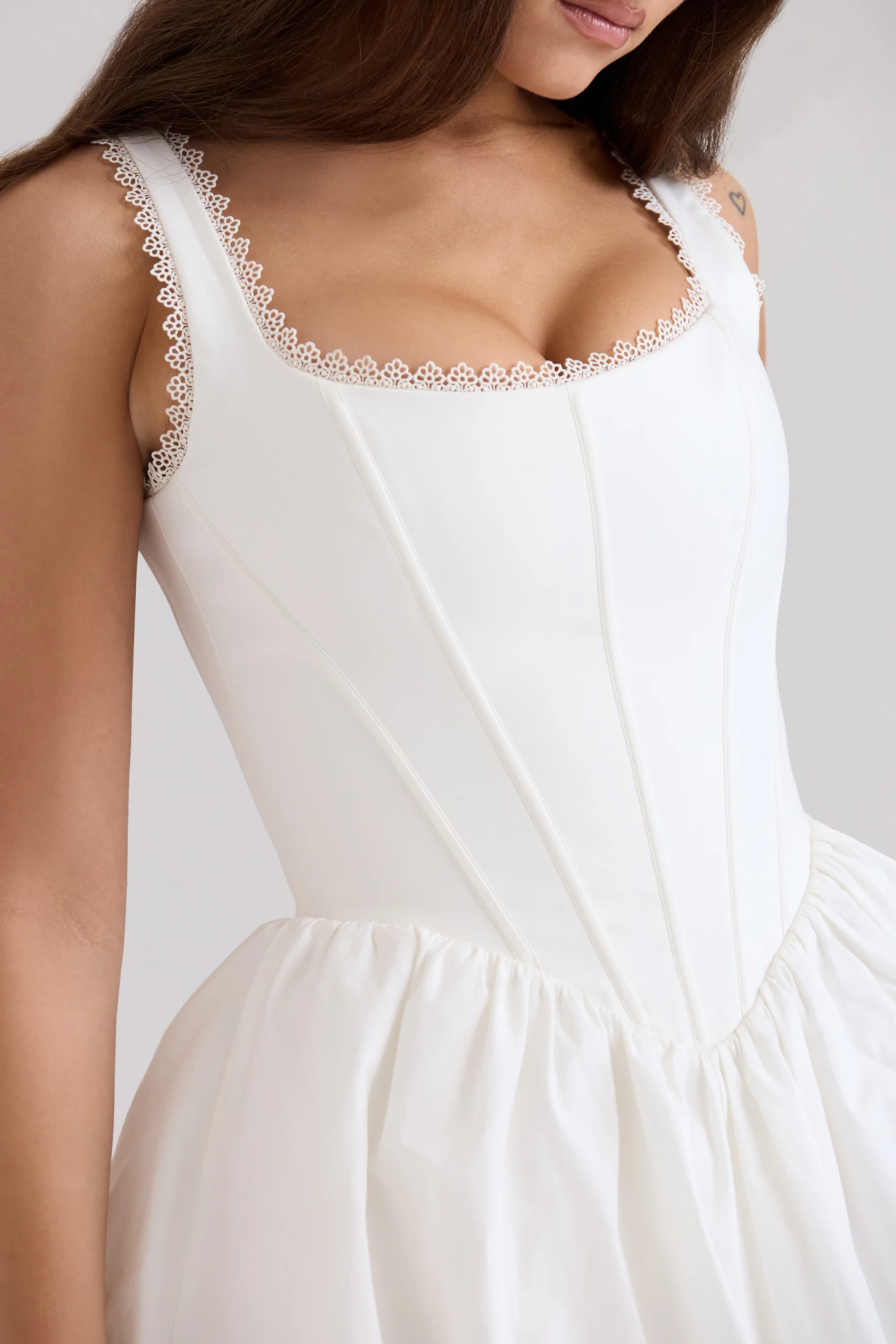 white stretch cotton mini dress