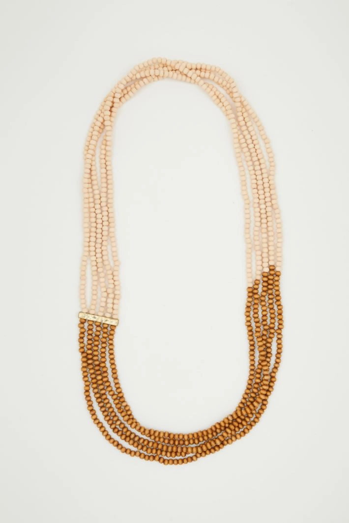 Wooden bead necklace - BEIGE BROWN