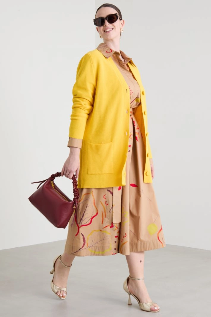 Cotton crêpe cardigan - YELLOW