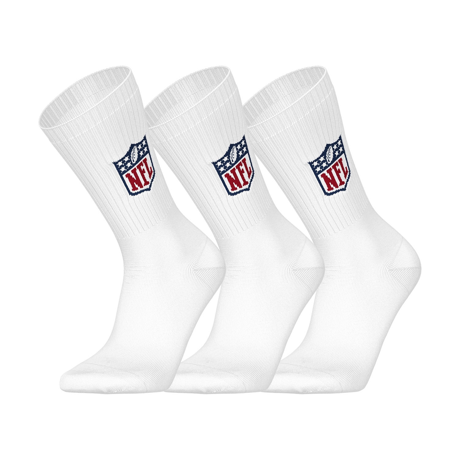 NFL Shield Set Football Crew Socks White (3-Pack)