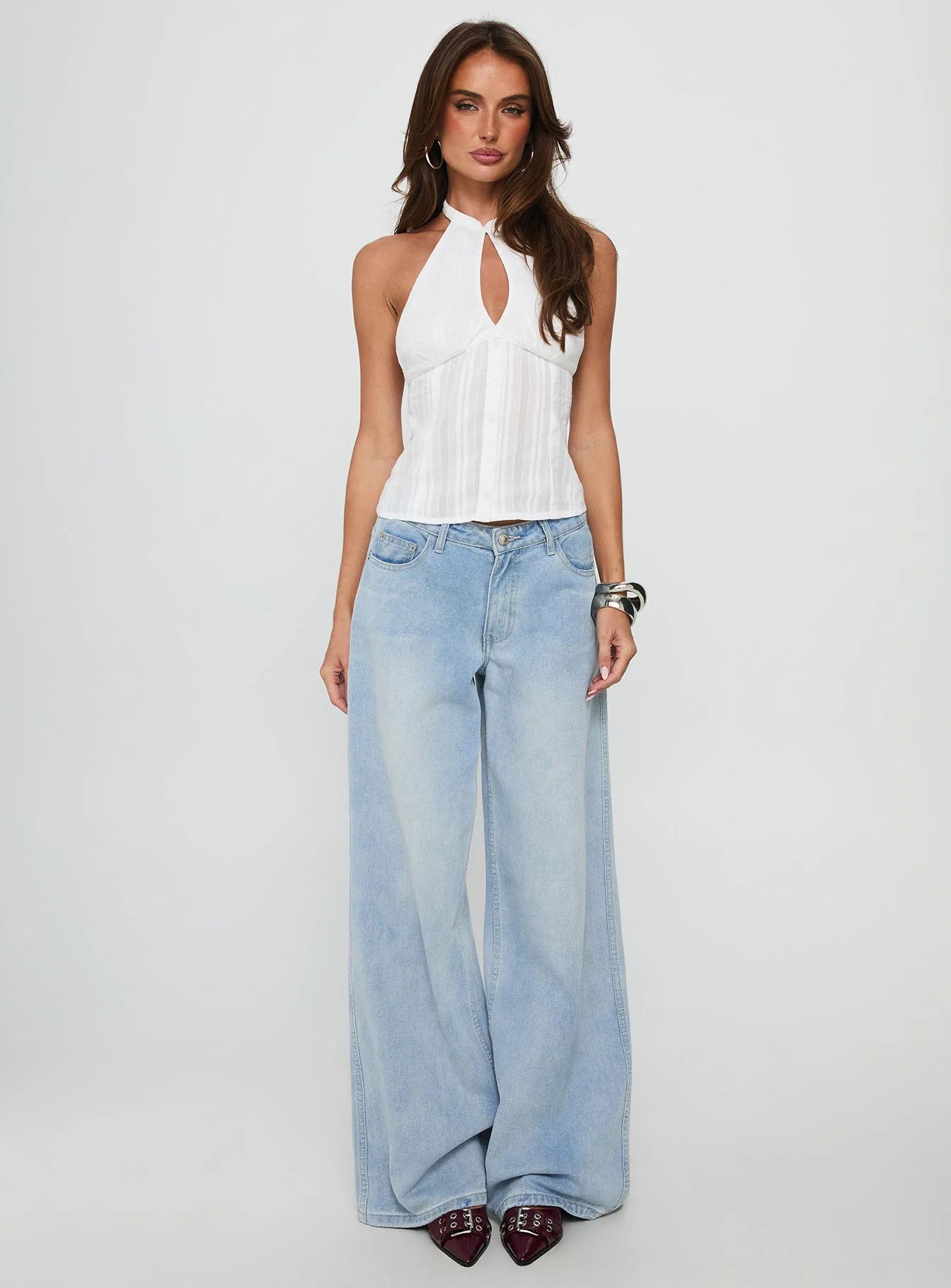 Call You Up Keyhole Backless Top White