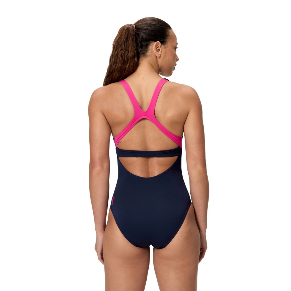 Speedo Solid Flex Band Swimsuit Women - peacoat/margarita pink
