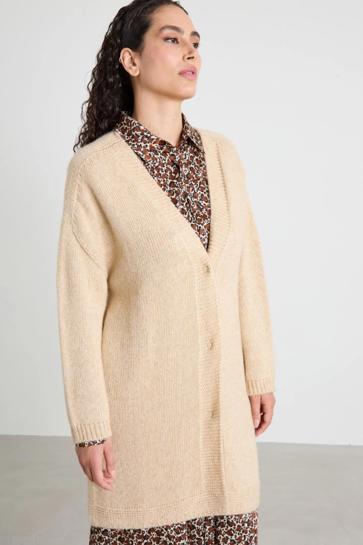 V-neck cardigan - BEIGE