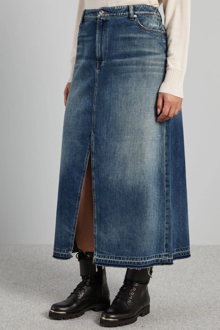 Long denim skirt - DENIM BLUE