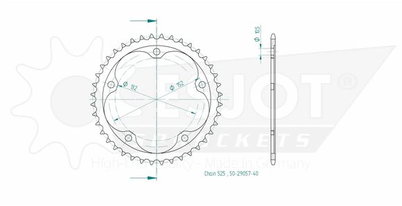 Esjot 40-Tooth SprocketMV AGUSTA 920 BRUTALE 920 - 2011 - 2012Ref : ESJO00010A / 12113002