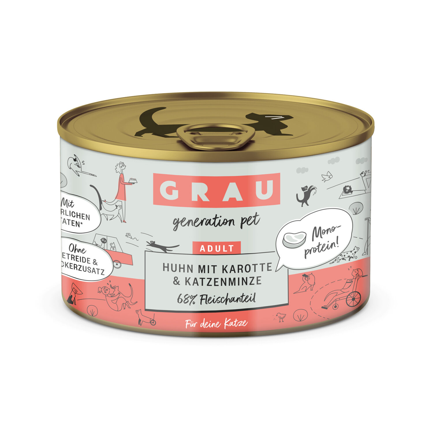 Grau Grain-Free Cat Food Chicken, Carrot & Catnip - 6 x 200 g