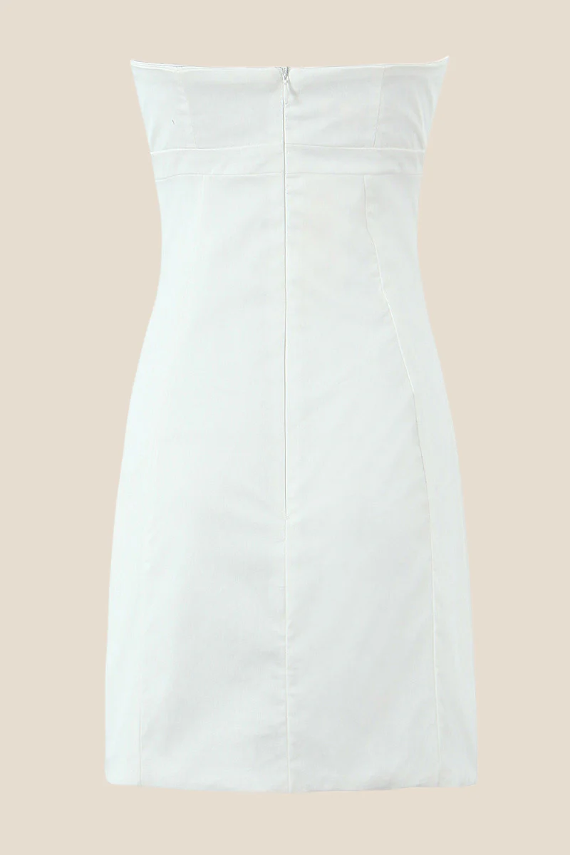 High Waist White Bodycon Short Homecoming Dress