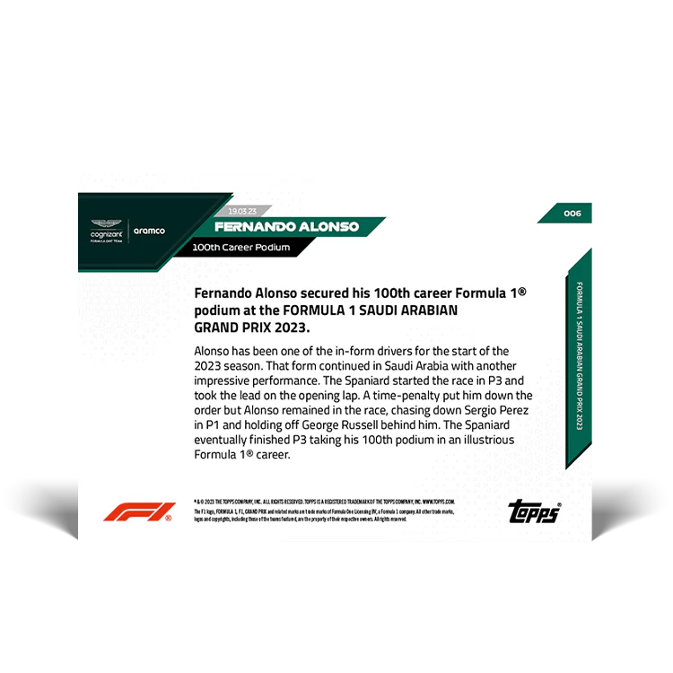 Topps UK - 100th Career Podium - F1 TOPPS NOW® Card #006