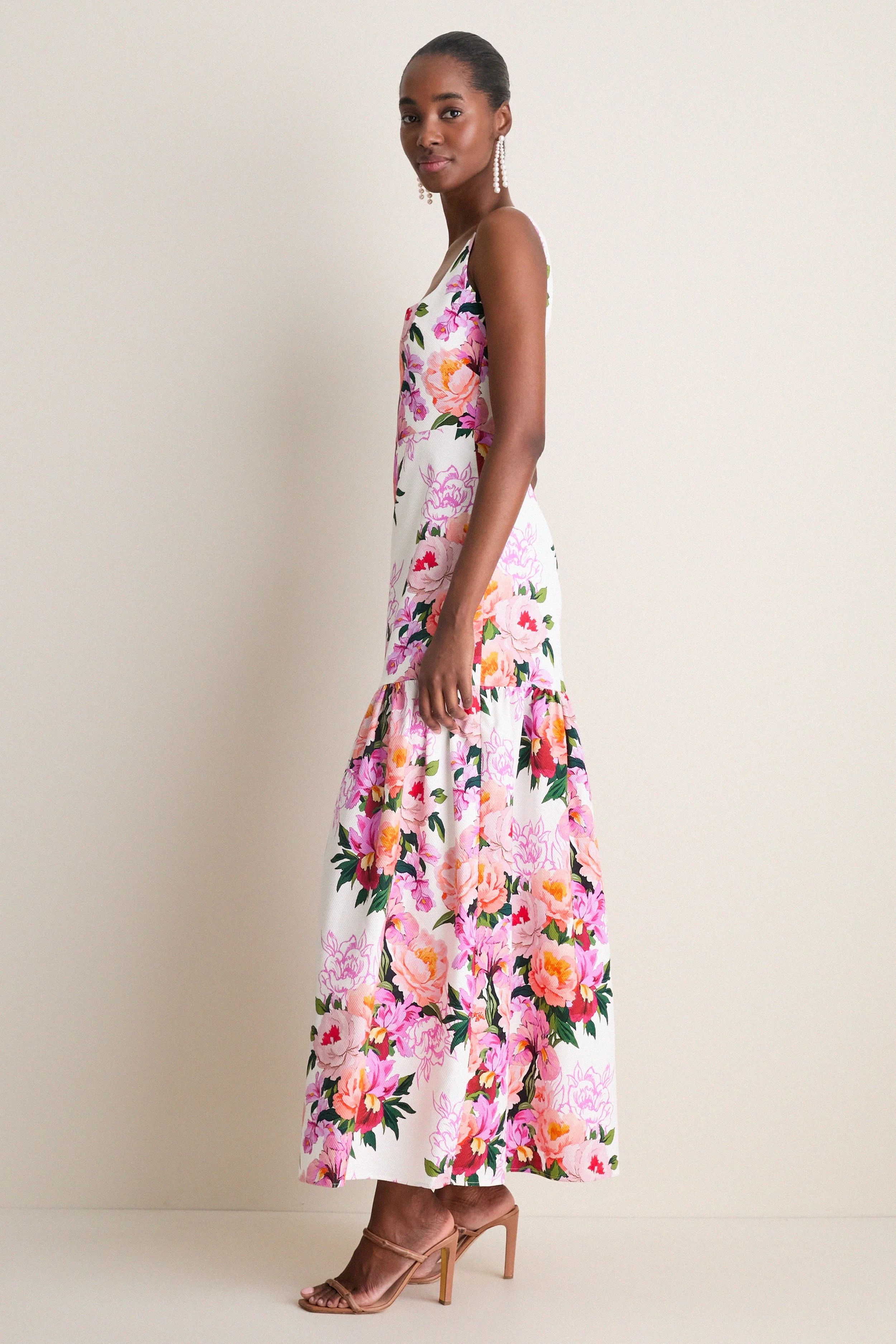 Peony Drip Pique Davie Dress