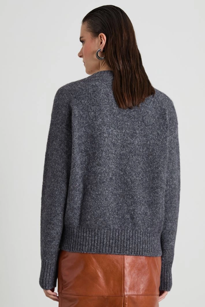 Alpaca and cotton V-neck sweater - DARK GREY