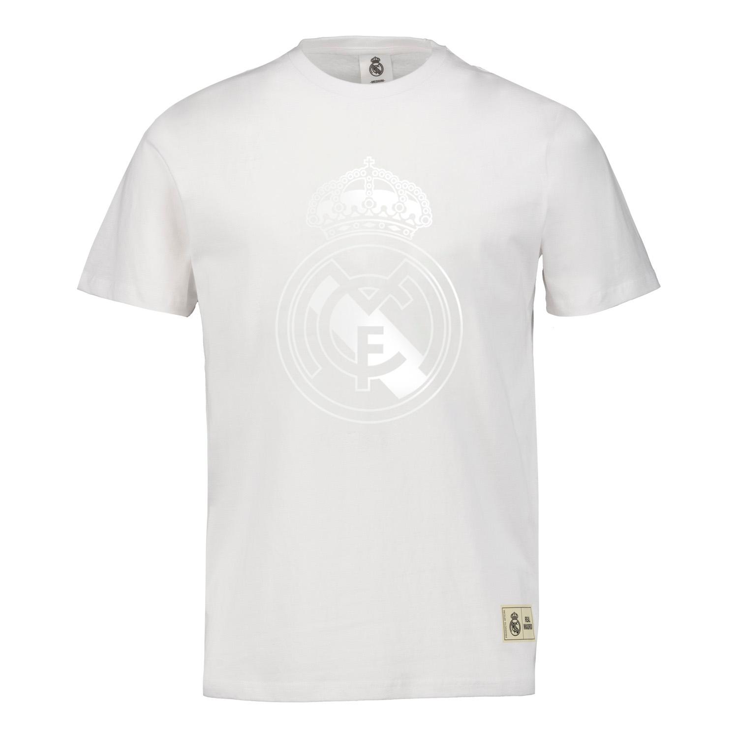 Mens Blackout T-Shirt Crest White Real Madrid