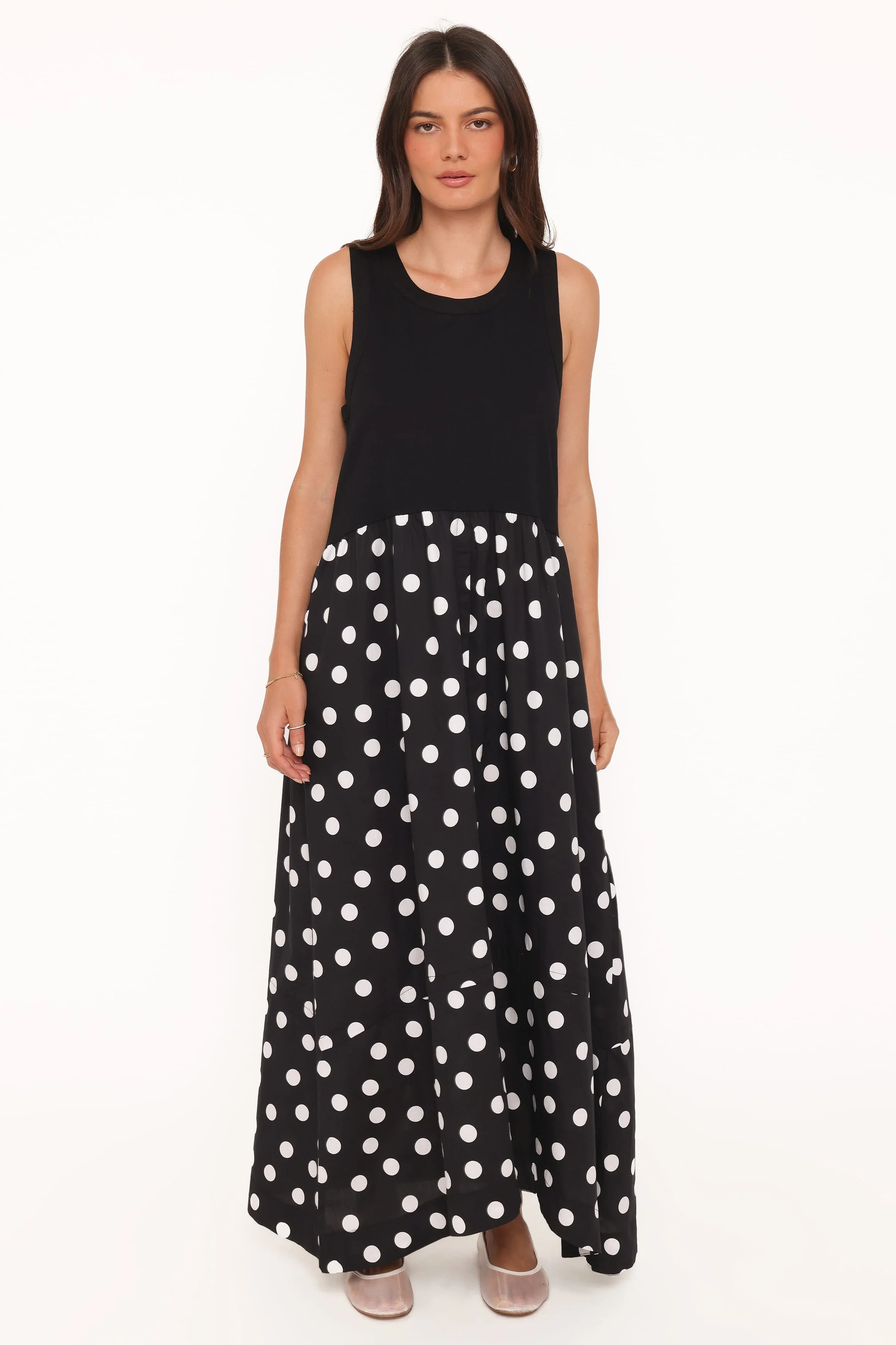 Glenda Maxi Dress - Black Polka Dot