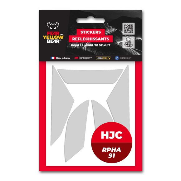 Fear The Yellow Bear REPLICA HJC RPHA 91 Reflective Stickers - WhiteRef: FYB0030