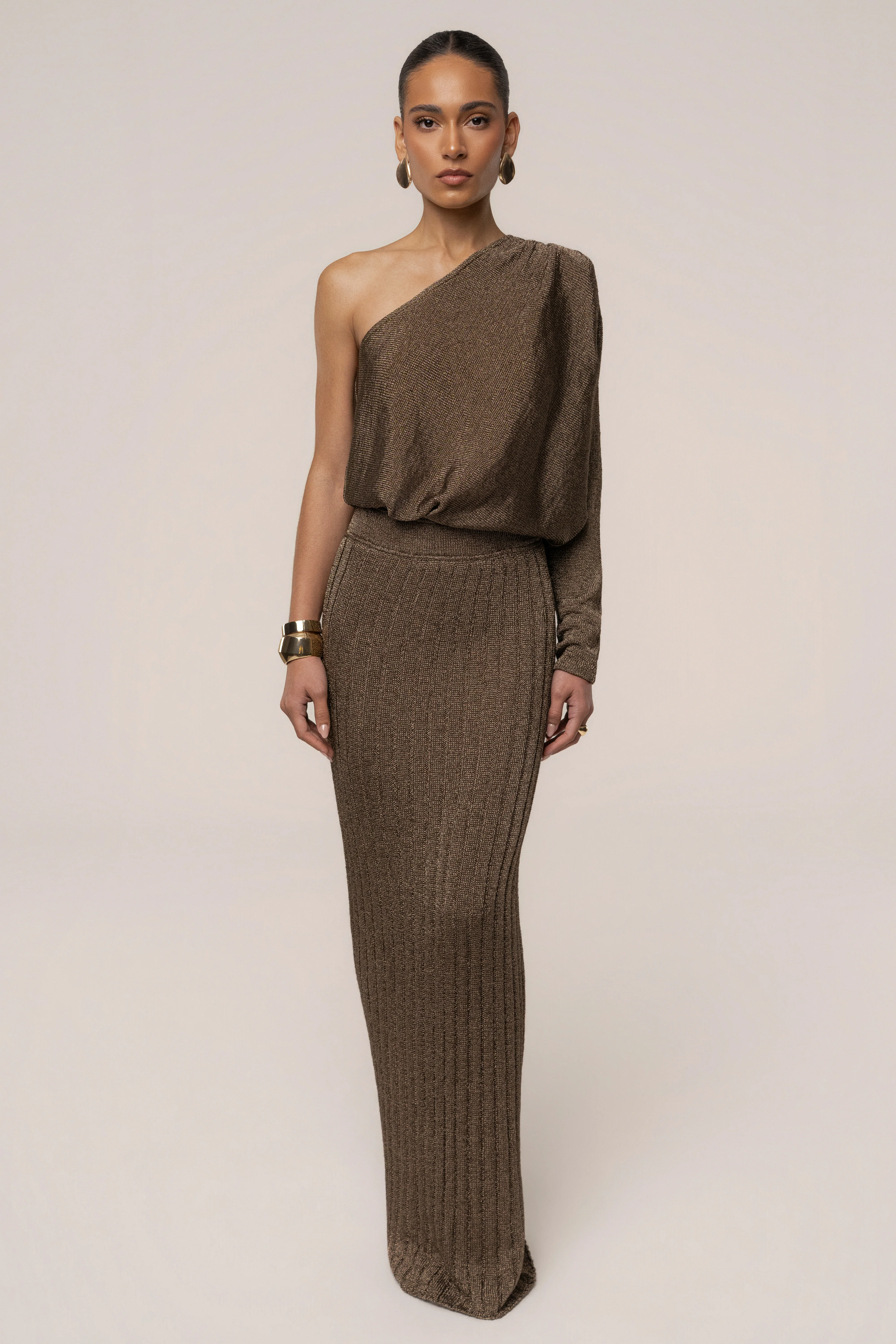 Bronze Resort Metallic Maxi Skirt