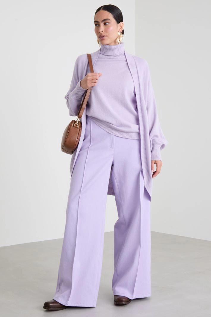 Cashmere cardigan with belt - LILAC