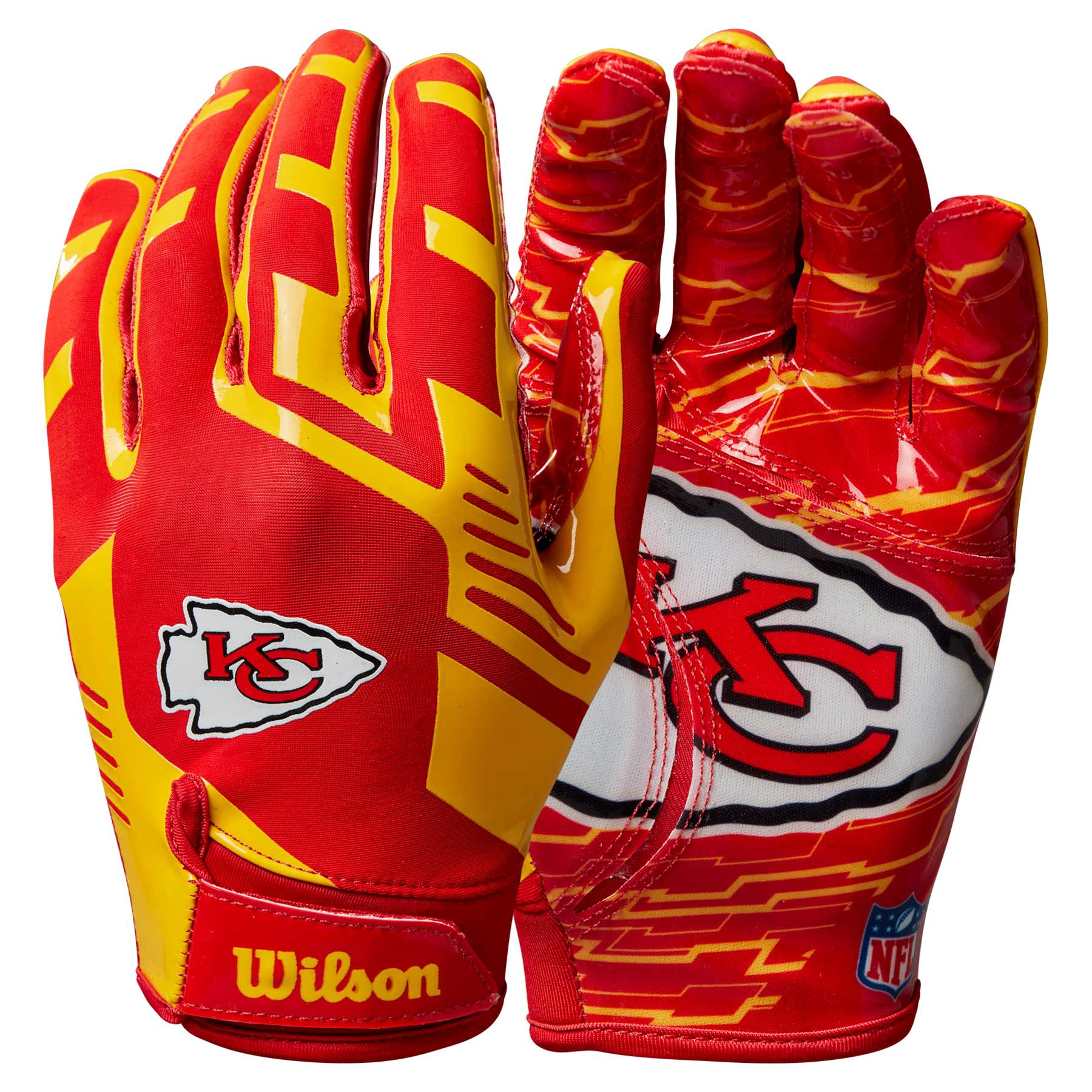 Kansas City Chiefs Wilson Youth Stretch-Fit NFL Receiver Gloves (KIDS)
