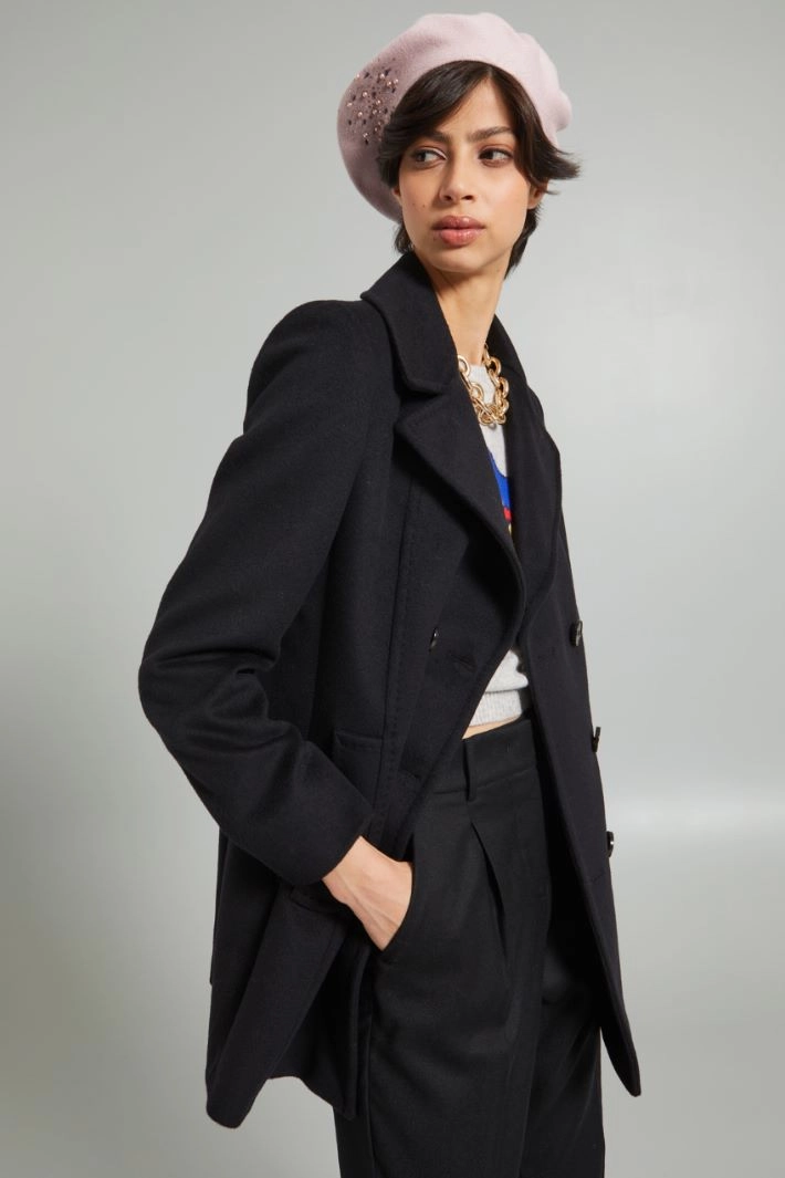 Beret with pearls and rhinestones - PASTEL PINK