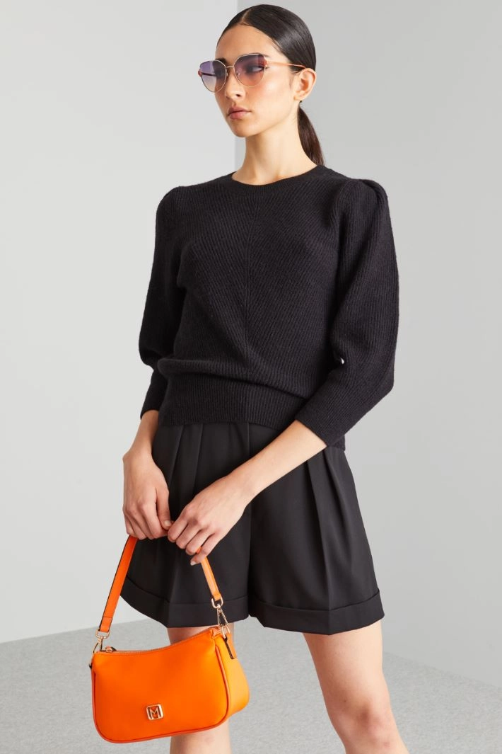 Three-quarter sleeve sweater - BLACK