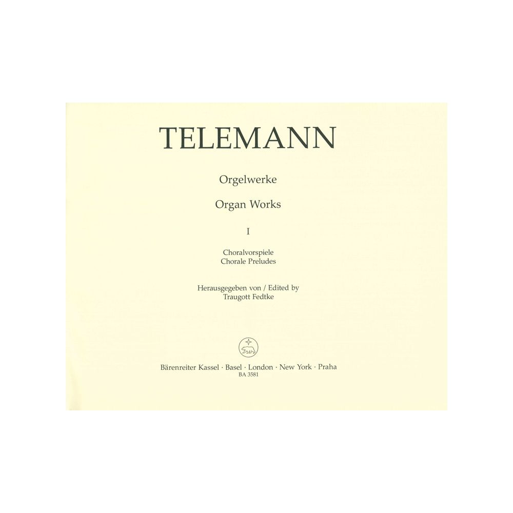 Bärenreiter Telemann Orgelwerke 1 – Thomann Ireland