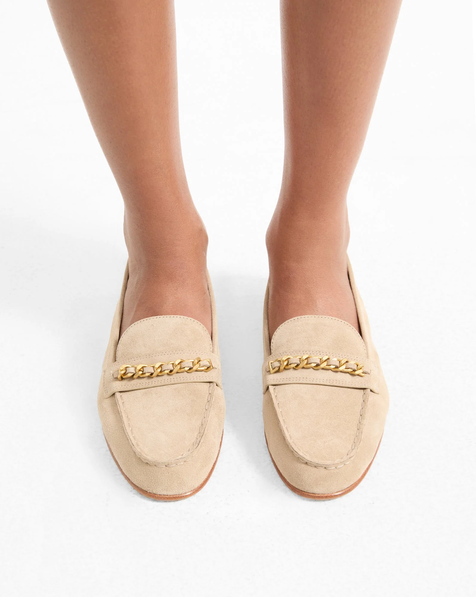 Penny Suede Chain-Link Loafer