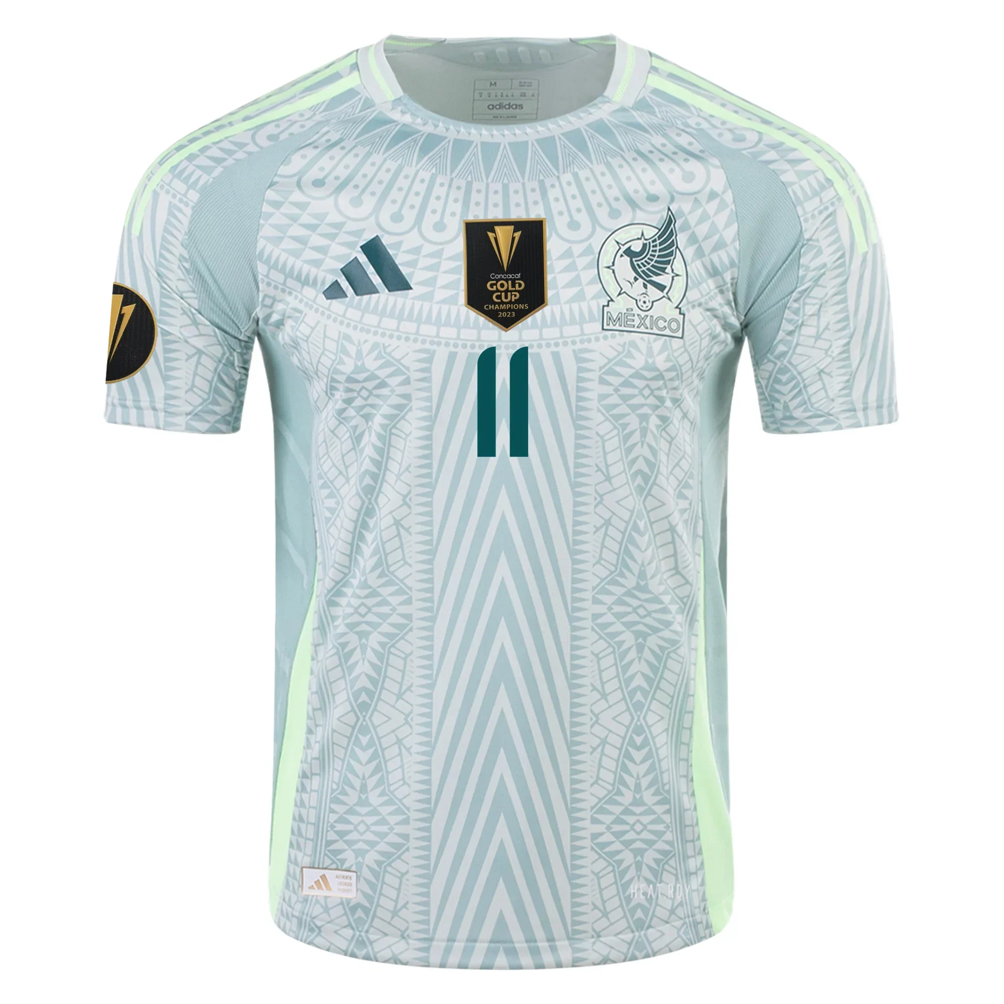 Santi Gimenez Mexico Authentic Away Jersey 24/25 w/ Gold Cup 2025 Patches (Linen Green)