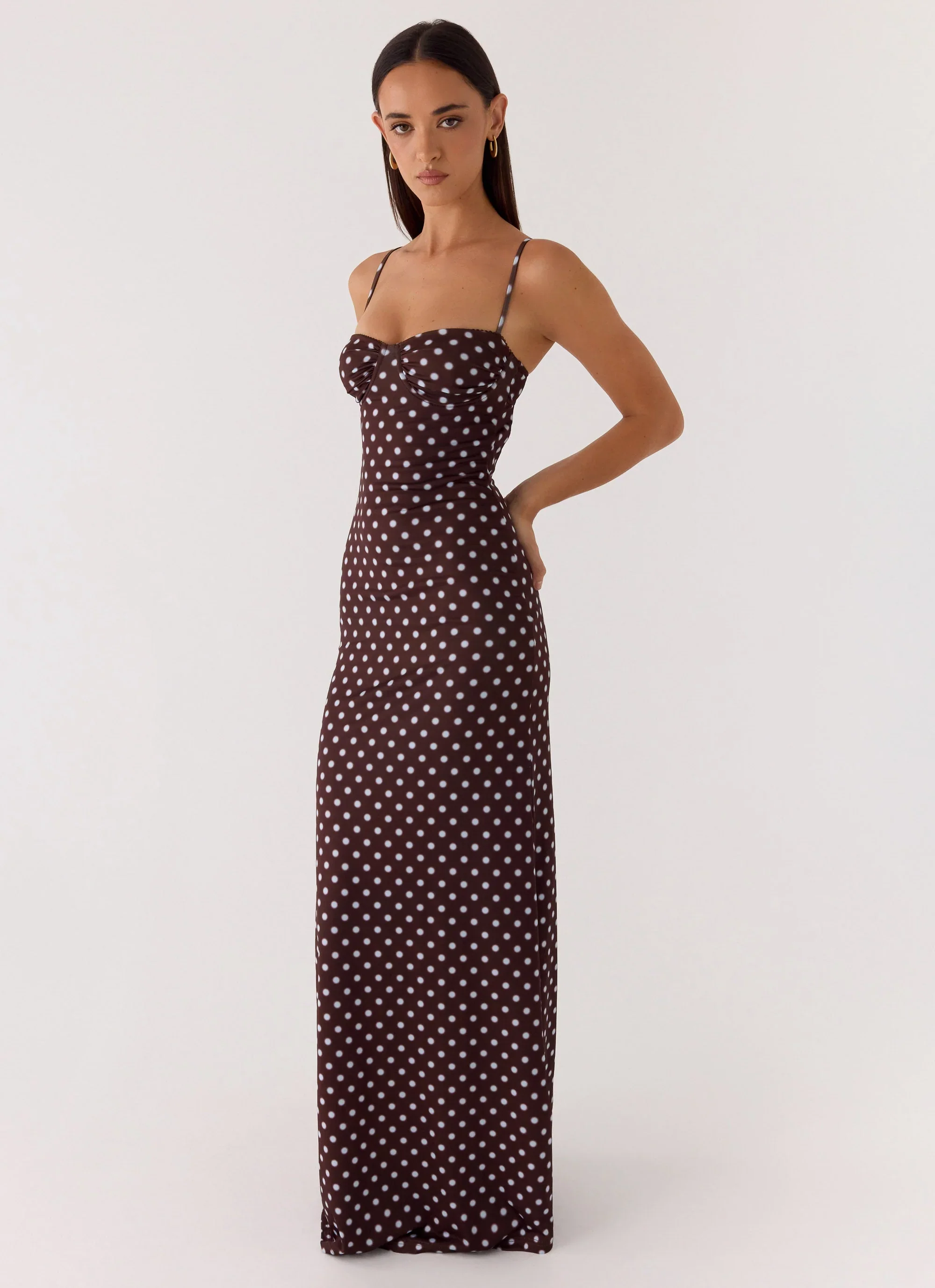 Vamonos Maxi Dress - Chocolate Blue Dot