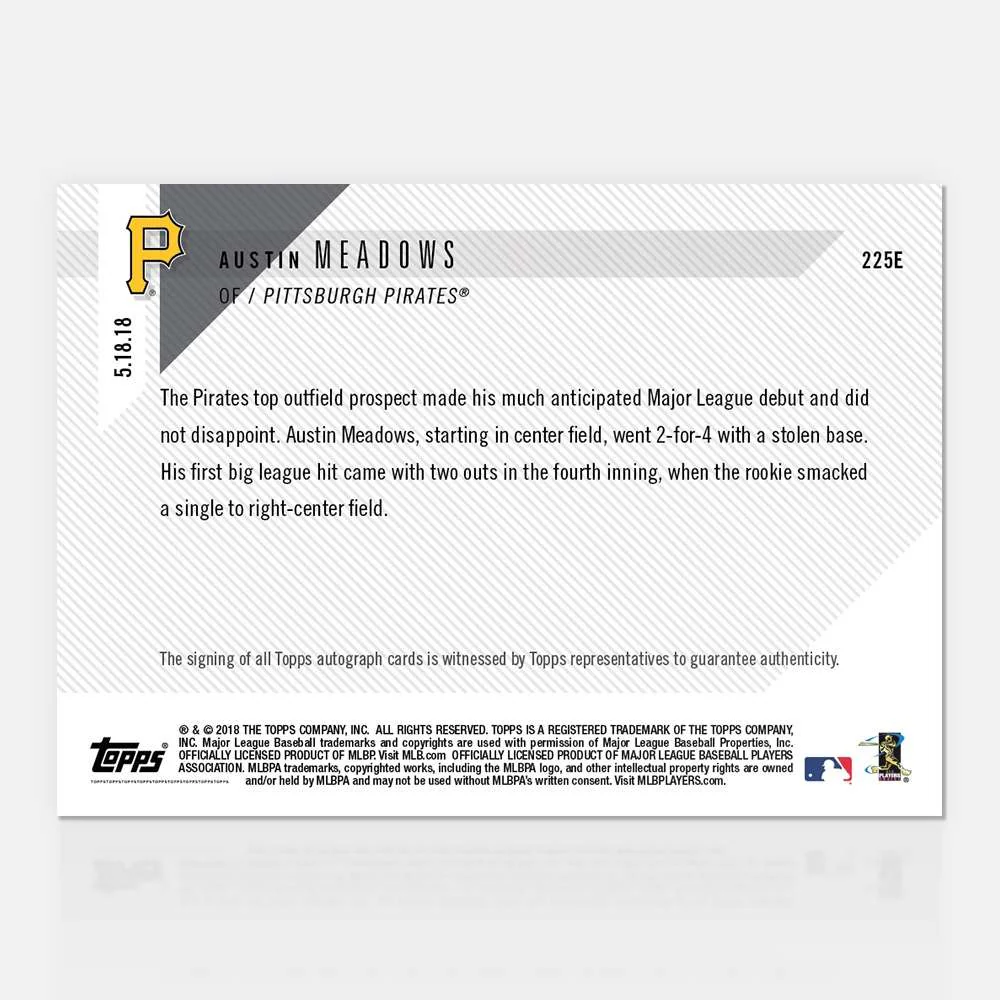 On-Card Autograph # to 5 - Austin Meadows - MLB TOPPS NOW®