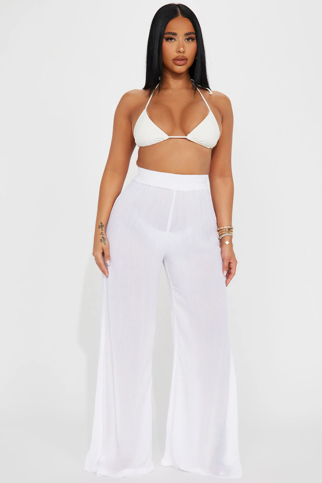 Breezy Nights Linen Swim Cover Up Pants - White