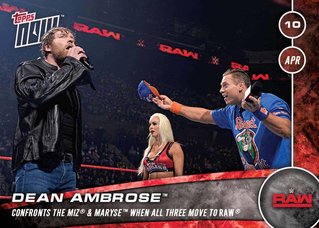 Dean Ambrose WWE RAW Topps Now card - Print Run QTY: 40 cards