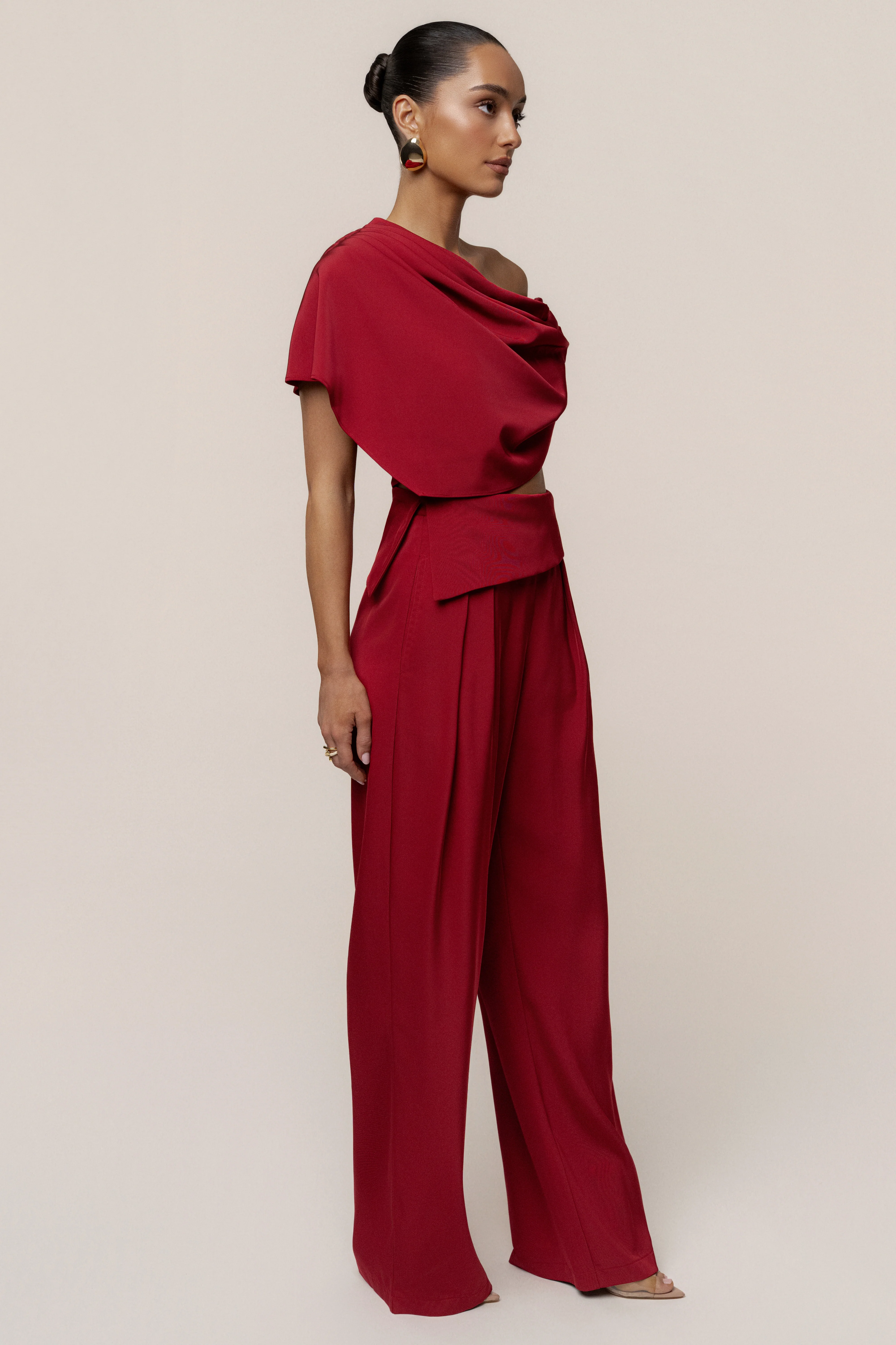 Red Gleam and Glow Satin Top