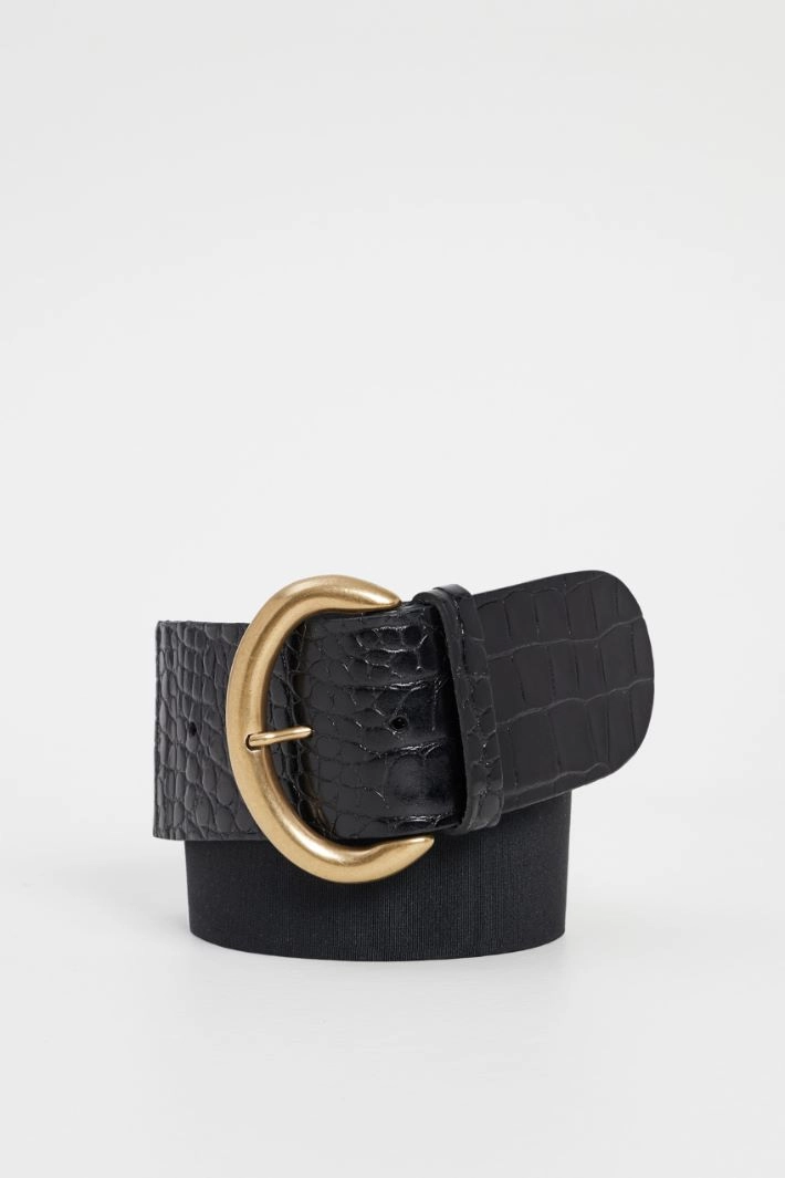 Crocodile print belt - BLACK