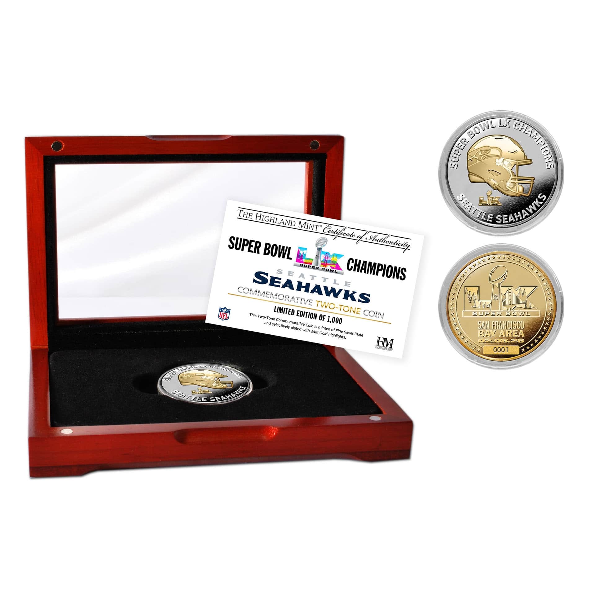 Seattle Seahawks Super Bowl LX Champions Gold & Silver 2-Tone Coin