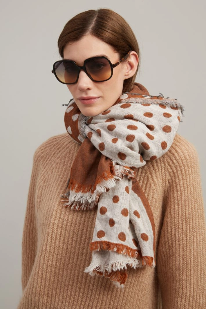 Jacquard stole - RUST WHITE IVORY