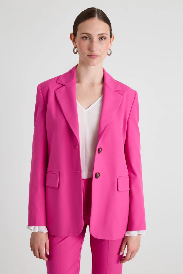 Stretch canvas blazer - FUCHSIA