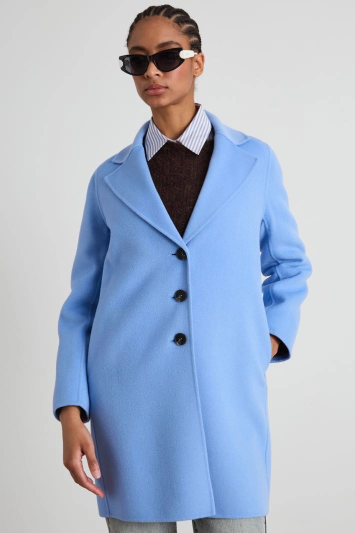Double-broadcloth coat - PALE BLUE