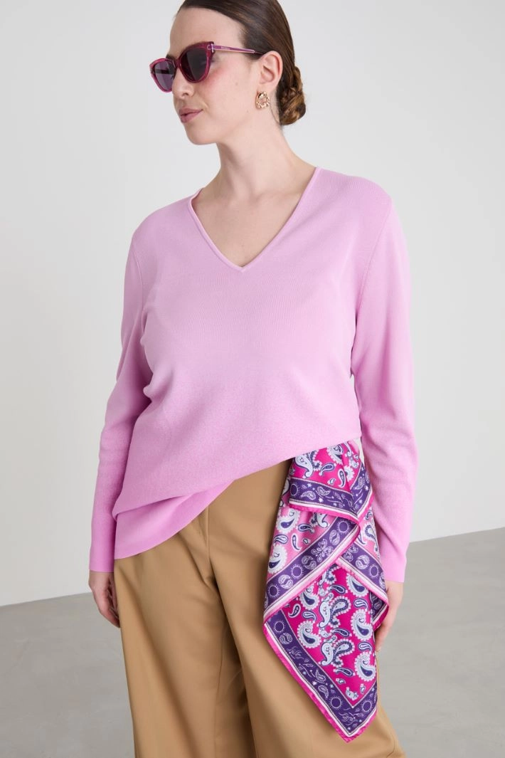 Silk twill scarf - FUCHSIA VIOLET