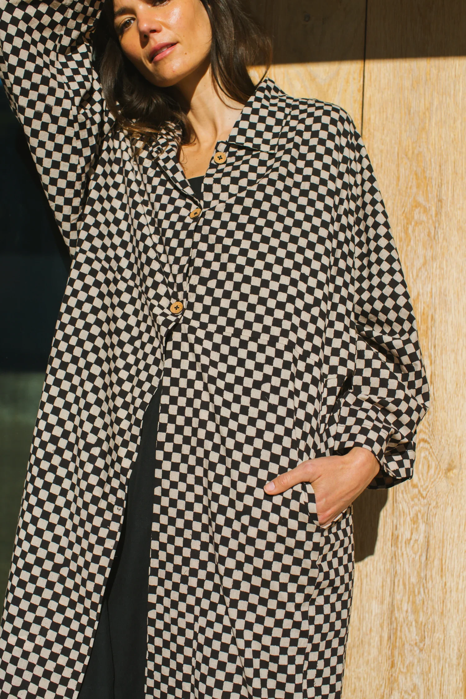 Lightweight Checkered Duster jacket