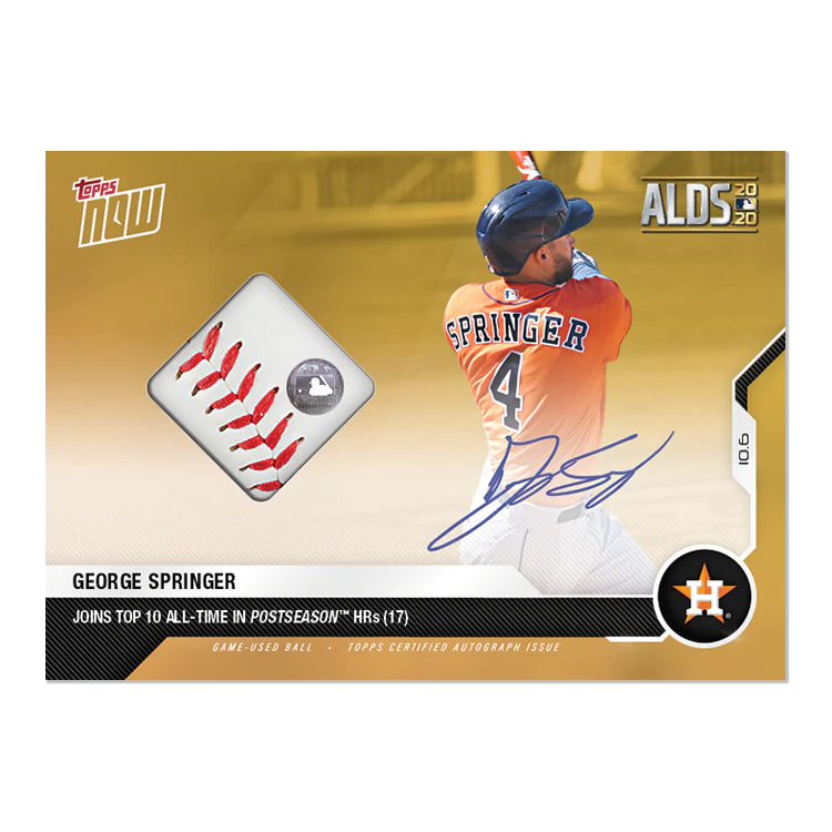 On-Card Auto-Relic # to 1 - George Springer- MLB TOPPS NOW® Card 371D