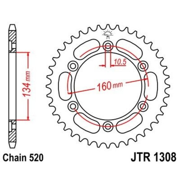 Couronne JT. acier standard 1308 - 520Ref : JTC01754A / 1074898001