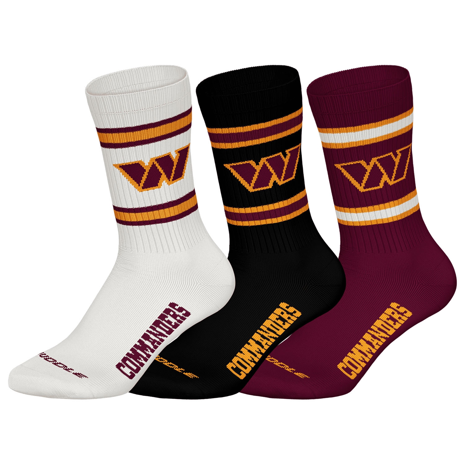 Washington Commanders Team Set NFL Crew Socks (3-Pack)