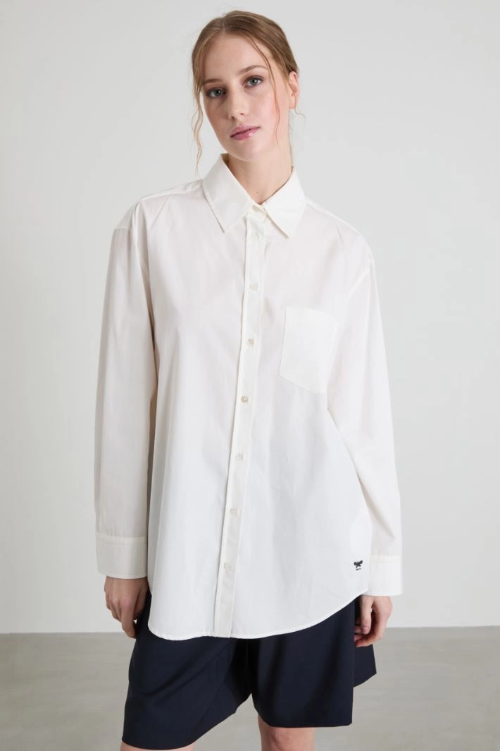 Cotton poplin shirt - WHITE